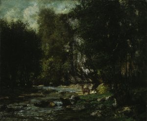 Les Puits-Noir の小川、c. 1855年。 作： Gustave Courbet