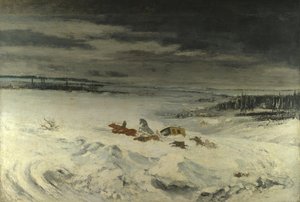 雪の中の勤勉、1860 作： Gustave Courbet