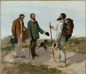 会議」または「おはようございます、ムッシュー・クールベ」（油彩・キャンバス 作： Gustave Courbet
