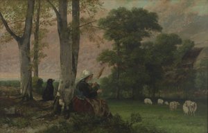 羊飼いの女（ブルトンの紡ぎ手） 作： Gustave Courbet