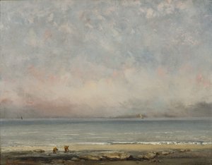 トルヴィルのビーチ、1865年頃。 作： Gustave Courbet