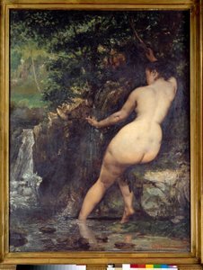 水源または水源の水浴者 ギュスターヴ・クールベ（1819-1877）の絵画 1868年 日。1,28x0,97 m パリ、オルセー美術館 作： Gustave Courbet