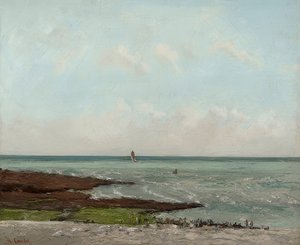 干潮時、エトルタ。 1866または1869 作： Gustave Courbet