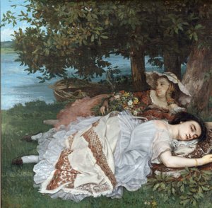 セーヌ河岸の若い女性 作： Gustave Courbet