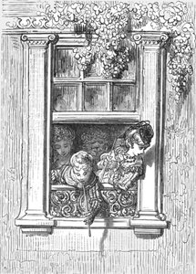 「バルコニーの情景」、1872 年。 作： Gustave Dore
