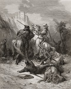 ブルゴーニュのヒロインフローリン。JFの「Bibliotheque des Croisades」のイラスト。ミショー、1877 作： Gustave Dore