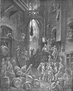 「川沿いの通り」、1872 年。 作： Gustave Dore