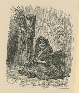 ドライフラワーを売る女性と少女 作： Gustave Dore