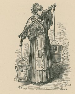 2つのバケツを運ぶ女性 作： Gustave Dore