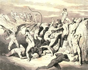 ああ！彼らがどのようにして最初のストライプで束縛したか！、c1890。 作： Gustave Dore