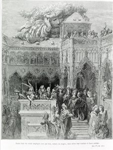François Rabelais (1483 - 1553)のGargantua (1534)にちなんで、彼らの人生はすべて、法律や法令、規則ではなく、彼らの意志や率直な意思に基づいて用いられた。彫刻はギュスターヴ・ドーア（1832-1883）によるもの。 作： Gustave Dore