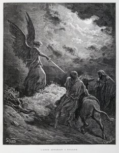 天使が剣を持ったバラムに出会った、ドーレ聖書からの挿絵 作： Gustave Dore