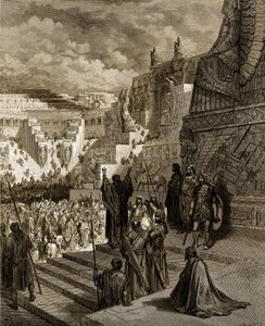 アルタクセルクセス、ユダヤ人に自由を与える。- 聖書 作： Gustave Dore