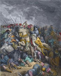 アルスールの戦い - 第3回十字軍に参加したイングランド王リチャード1世ライオンハート（1157-1199） - 第3回十字軍のアルスールの戦い（1191年）におけるリチャード・ライオンハート、ギュスターヴ・ドーアの彫刻 - Joseph-Francois Michaudの「History of the Crusades」より 作： Gustave Dore