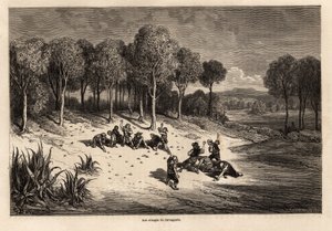 カルカゲントのオレンジの戦い」ギュスターヴ・ドーア（1832-1883）が1862年にC.ダヴィリエとのスペイン旅行を説明するために描いたもの。エドゥアール・シャルトン編『Le tour du monde』に掲載された図版 作： Gustave Dore