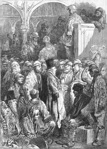「ビリングスゲート - 市場の開設」、1872 年。 作： Gustave Dore