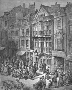 「ビショップスゲート通り」、1872 年。 作： Gustave Dore