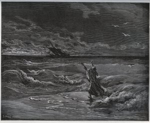 捕物語。ミゲル・セルバンテス(1547-1616)の「ドン・キホーテ・デ・ラ・マンチャ」(ドン・キホーテ)より、ゾライデの父であるアーギ・モラトが岸辺でバルクをしているところです。