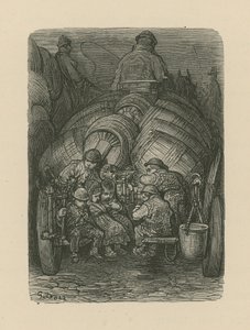 醸造所の配送カートの後ろに座っている子供たち 作： Gustave Dore