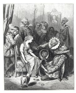 「シンデレラとガラスの靴」、「Les Contes de Perrault」のイラスト、Louis Henri Breviere（1797-1869）、J.Hetzel、1862年発行 作： Gustave Dore