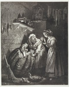 シンデレラのゴッドマザーとカボチャ、ヘリオドールジョセフピサン（1822-90）c.1868によって彫刻 作： Gustave Dore