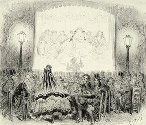 ポール・グスタフ・ドーレ（1832-1883）によるフランスのコーヒー・コンサートホール（1865年頃）、エングレーヴィング。 作： Gustave Dore