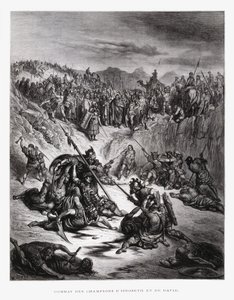 イシュ＝ボシェトとダビデの戦闘兵、ドーレ聖書からの挿絵 作： Gustave Dore