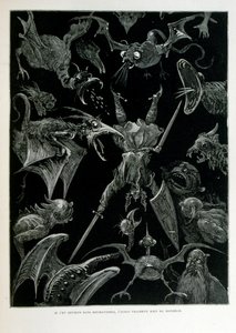 フランスの画家、版画家、挿絵画家であるギュスターヴ・ドーア（1832年～1883年）が1863年に描いた「クロック・ミテーヌ」。Croque-Mitaine（ブギーマン）とは、子供を怖がらせて賢くさせるために、子供に見せられる悪意のあるキャラクター。 作： Gustave Dore
