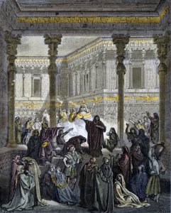 バアルの祭司を打ち破るダニエル - ベルの祭司を打ち破るダニエル - - Gustave Dore (1832-1883) による "The Bible illustree" のエングレーヴィング - "The Dore Bible" のエングレーヴィング 作： Gustave Dore