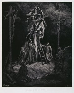 キリストの十字架からの降架、ドーレ聖書からの挿絵 作： Gustave Dore