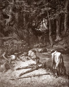 ドン・キホーテとサンチョ・パンサは小川でそれらをリフレッシュ ミゲル・デ・セルバンテス（1547-1616）による「L
