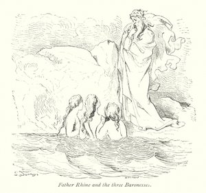 ライン神父と3人の男爵夫人（エングレーヴィング） 作： Gustave Dore