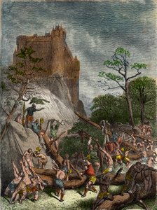 中世のフェオダライト。主のために働く農奴 - 19世紀にギュスターヴ・ドーアが描いた版画（1876年「古代から現代までのフランス国民史図解」より） - 個人蔵 作： Gustave Dore