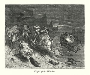 魔女の飛行（エングレーヴィング） 作： Gustave Dore