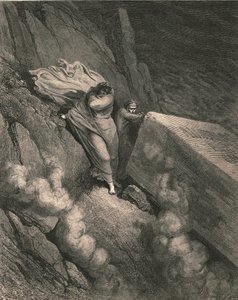 深遠な深淵から、偉大な記念碑の蓋の後ろに、私たちは引退しました、c1890。 作： Gustave Dore