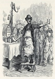 1870年代のジンジャービールのセールスマン 作： Gustave Dore
