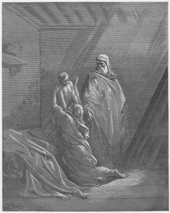 ギュスターヴ・ドール聖書：エリヤはザレファトの未亡人の息子を復活させる 作： Gustave Dore