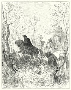 グスタフ・ドーレス ドン・キホーテ：「檻の扉の直前に身を置いた」（エングレーヴィング 作： Gustave Dore