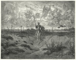 グスタフ・ドーレス ドン・キホーテ：その日はほとんど旅をしていた（エングレーヴィング 作： Gustave Dore