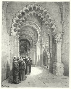 Gustave Dores Don Quixote: "I saw a mournful procession of most beautiful damsels, all in black" (in engraving) 作： Gustave Dore