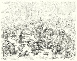 Gustave Dores Don Quixote: "Poor Sancho follows his master with heavy heart" (e.g. engraving) 作： Gustave Dore