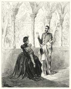 Gustave Dores Don Quixote: "Pray, my Lord Don Quixote, retire, because this poor young creature will not come to herself while you are by" (e.g. engraving) 作： Gustave Dore