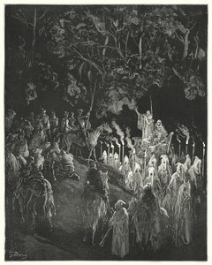 グスタフ・ドーレス ドン・キホーテ：「ガウンを着た人物が立ち上がった」（エングレーヴィング 作： Gustave Dore