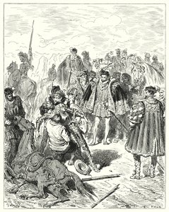 Gustave Dores Don Quixote: "They found he pale, and in cold sweat" (e.g. engraving) 作： Gustave Dore