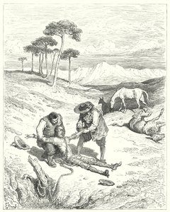 Gustave Dores Don Quixote: "They found that his eyes were closed, as if he had been fast asleep" (e.g. engraving) 作： Gustave Dore