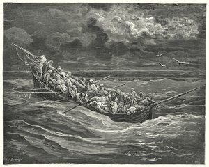 Gustave Dores Don Quixote: "Zoraidaは父に会わないようにずっと顔を隠していた"（彫刻 作： Gustave Dore