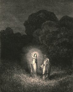 私は今、この使いであなたに入札しました、ベアトリス、c1890です。 作： Gustave Dore