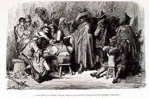 Theophile Gautierによる架空の人物「Captain Fracasse」を描いたイラスト（エングレーヴィング）。 作： Gustave Dore