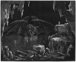 ダンテアリギエーリ（1265-1321）パリの「神曲」（インフェルノ）のイラスト、1885年公開 作： Gustave Dore