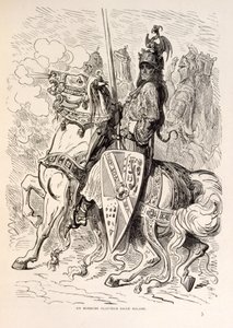 馬に乗ったロランのイラスト（La legende de Croque-Mitaineより）。 作： Gustave Dore